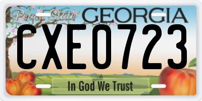 GA license plate CXE0723