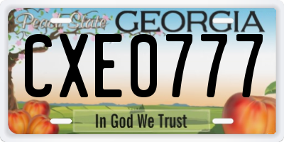 GA license plate CXE0777