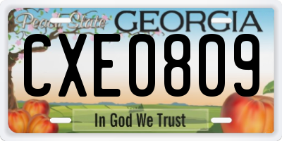 GA license plate CXE0809