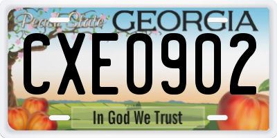 GA license plate CXE0902