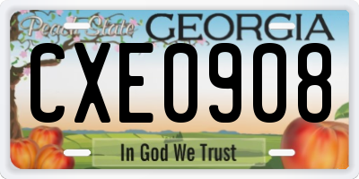 GA license plate CXE0908