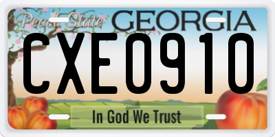 GA license plate CXE0910