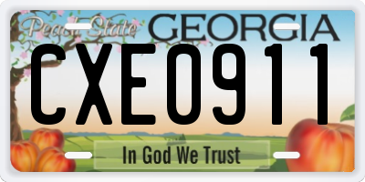 GA license plate CXE0911