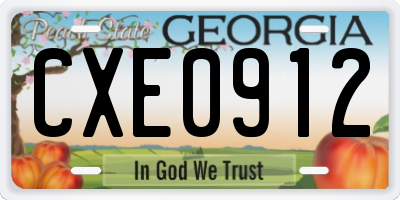 GA license plate CXE0912