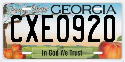 GA license plate CXE0920