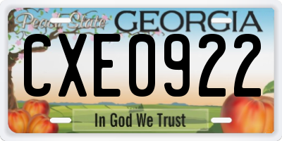 GA license plate CXE0922