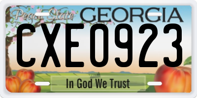 GA license plate CXE0923