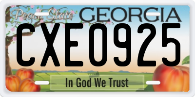 GA license plate CXE0925