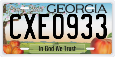 GA license plate CXE0933