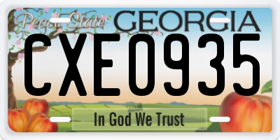 GA license plate CXE0935