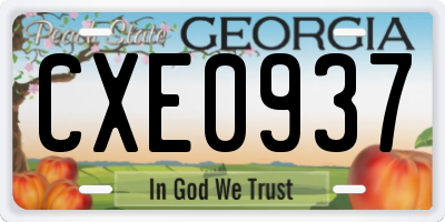 GA license plate CXE0937