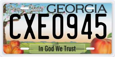 GA license plate CXE0945