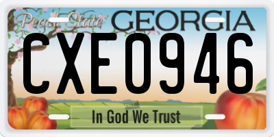 GA license plate CXE0946