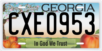 GA license plate CXE0953