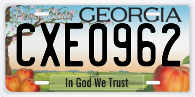 GA license plate CXE0962