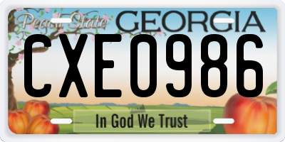 GA license plate CXE0986