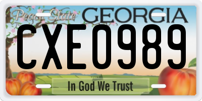 GA license plate CXE0989