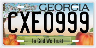 GA license plate CXE0999