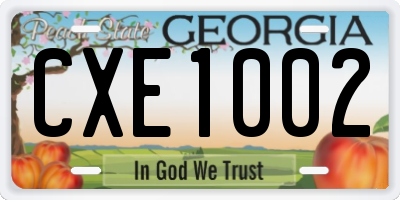 GA license plate CXE1002