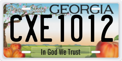 GA license plate CXE1012