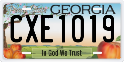 GA license plate CXE1019