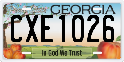 GA license plate CXE1026