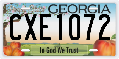 GA license plate CXE1072