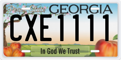 GA license plate CXE1111
