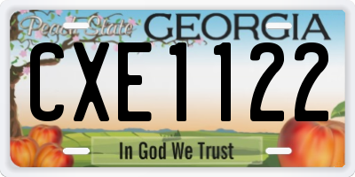 GA license plate CXE1122