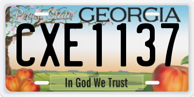 GA license plate CXE1137