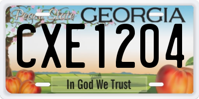 GA license plate CXE1204