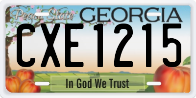 GA license plate CXE1215