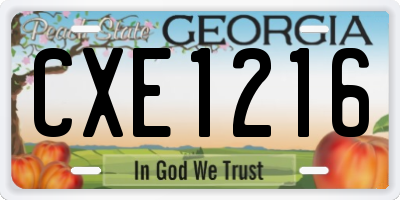 GA license plate CXE1216