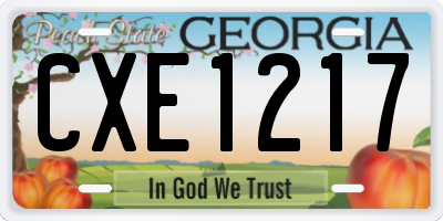 GA license plate CXE1217
