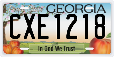 GA license plate CXE1218