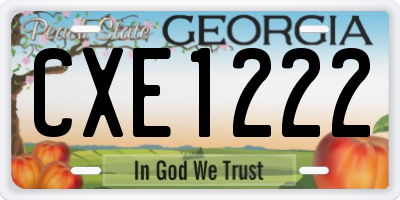GA license plate CXE1222