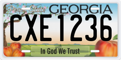GA license plate CXE1236