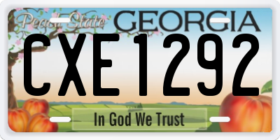 GA license plate CXE1292