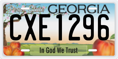 GA license plate CXE1296