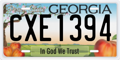 GA license plate CXE1394