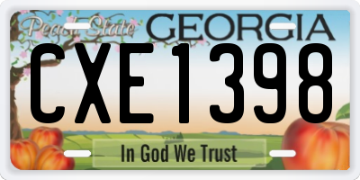 GA license plate CXE1398