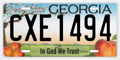 GA license plate CXE1494