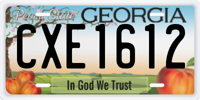 GA license plate CXE1612