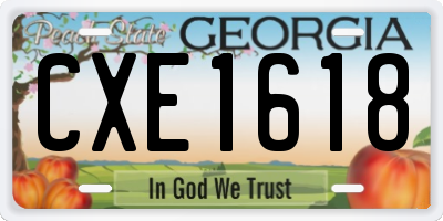 GA license plate CXE1618