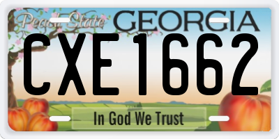 GA license plate CXE1662
