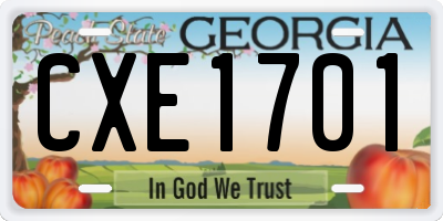 GA license plate CXE1701