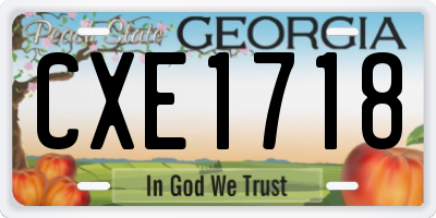 GA license plate CXE1718