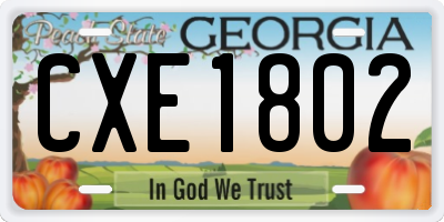 GA license plate CXE1802