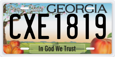 GA license plate CXE1819