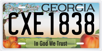 GA license plate CXE1838